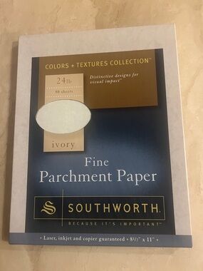 Southworth Fine Parchment Paper - Ivory 80 Sheets 8 1/2” x 11” 24lbs